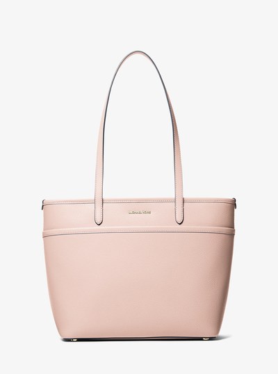 Marlowe Medium Pebbled Leather Pocket Tote Bag in SOFT PINK | Michael Kors
