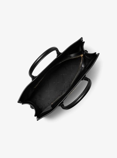 Scarlett Medium Pebbled Leather Satchel in BLACK | Michael Kors