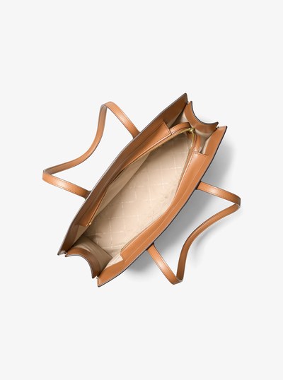Scarlett Medium Signature Logo Tote Bag in VANILLA/ACORN | Michael Kors