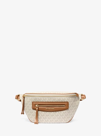 Jet Set Travel Medium Signature Logo Sling Pack in VANILLA/ACORN | Michael Kors
