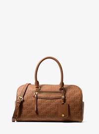 Jet Set Travel Medium Logo Embossed Leather Duffel Crossbody Bag