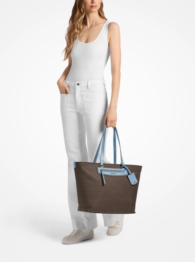 Jet Set Travel Extra-Large Signature Logo Tote Bag in CHAMBRAY | Michael Kors