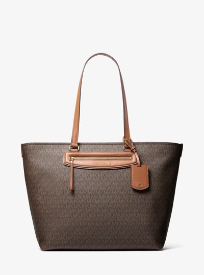 Jet Set Travel Extra-Large Signature Logo Tote Bag in BRN/ACORN | Michael Kors
