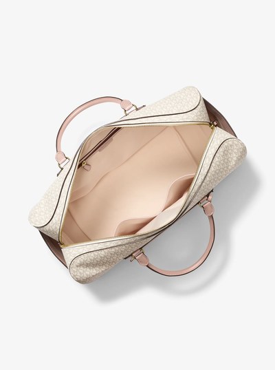 Jet Set Travel Extra-Large Signature Logo Weekender Bag in VANILLA/SOFT PINK | Michael Kors