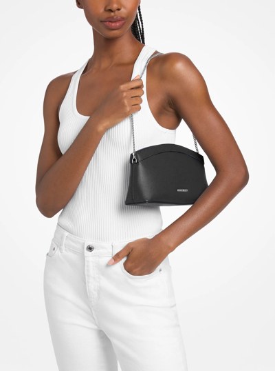 Athena Small Leather Convertible Clutch in BLACK | Michael Kors