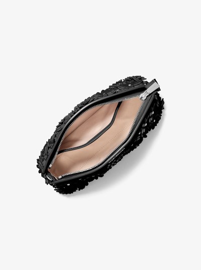 Athena Floral Appliqu&eacute; Convertible Clutch in BLACK | Michael Kors