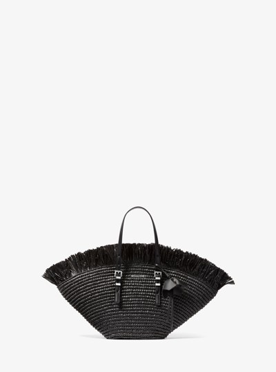 Isa Small Hand-Crocheted Tote Bag in BLACK/BLACK | Michael Kors
