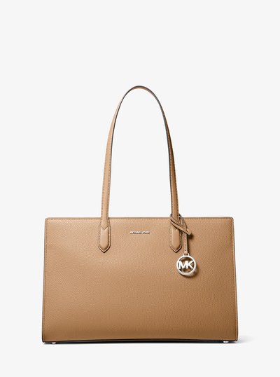 Scarlett Medium Textured Tote Bag in PEANUT | Michael Kors