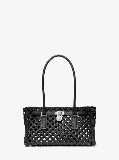 Hamilton Moderne Small Hand-Woven Satchel in BLACK | Michael Kors