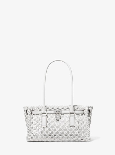 Hamilton Small Hand-Woven Satchel in OPTIC WHITE | Michael Kors