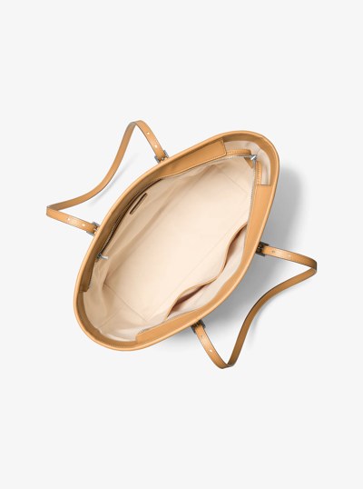 Quinn Large Two-Tone Canvas Tote Bag in PEANUT | Michael Kors