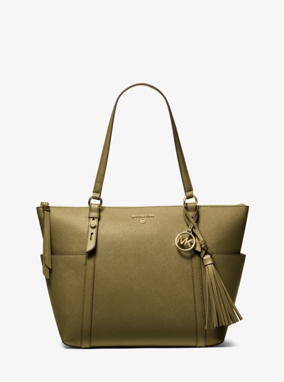 Sullivan Large Saffiano Leather Top-Zip Tote Bag