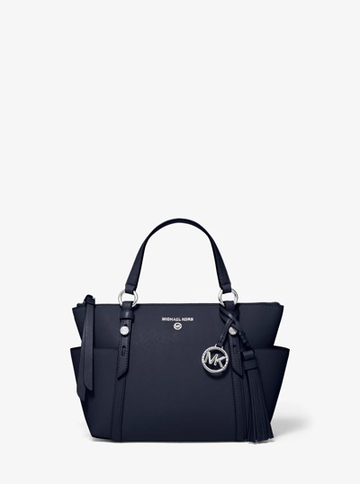 Sullivan Small Saffiano Leather Top-Zip Tote Bag in NAVY | Michael Kors