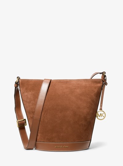 Townsend Topstitched Suede Messenger Bag in LUGGAGE | Michael Kors