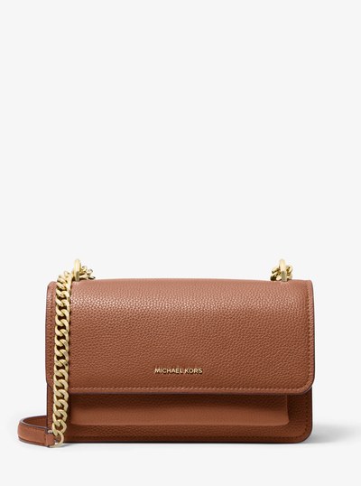 Claire Large Pebbled Leather Convertible Shoulder Bag in LUGGAGE | Michael Kors