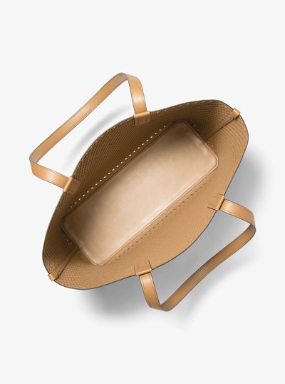 Eliza Extra-Large Hand-Woven Leather Tote Bag in CAMEL | Michael Kors