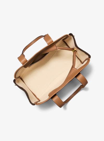 Romee Large Signature Logo and Leather Tote Bag in BRN/ACORN | Michael Kors