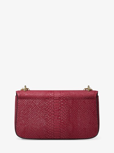 Tribeca Large Snake Embossed Leather Shoulder Bag in MULBERRY | Michael Kors