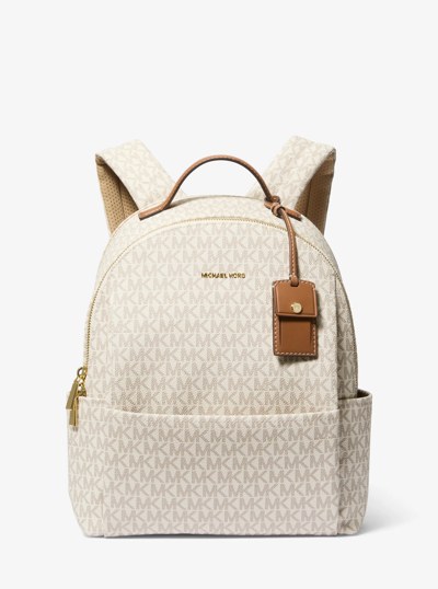 Sable Medium Signature Logo Backpack in VANILLA/ACORN | Michael Kors