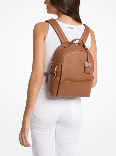 Sable Medium Pebbled Leather Backpack in LUGGAGE | Michael Kors
