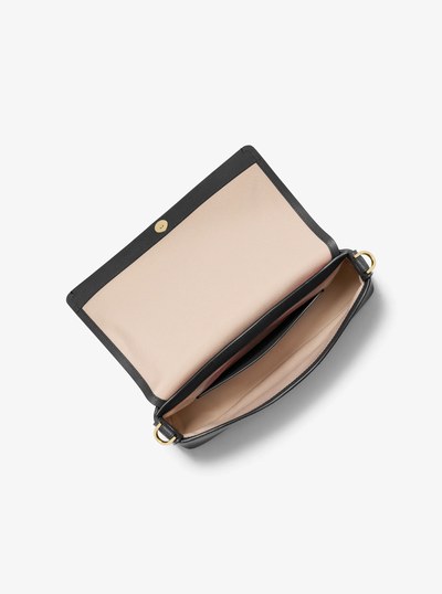 Nessa Large Leather Crossbody Bag in BLACK | Michael Kors