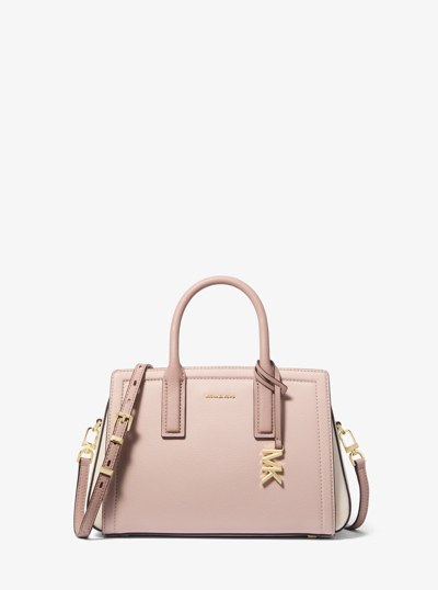 Laila Small Color-Block Pebbled Leather Satchel in SFP/LTCR/FWN | Michael Kors