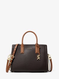 Laila Medium Color-Block Pebbled Leather Satchel