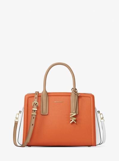 Sacoche Laila de taille moyenne en cuir grain&eacute; &agrave; blocs de couleurs in MIMOSA MULTI | Michael Kors