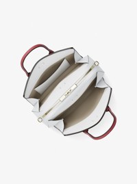 Bolso satchel Laila mediano de piel granulada con bloques de color