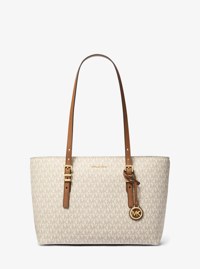 Quinn Medium Signature Logo and Leather Tote Bag