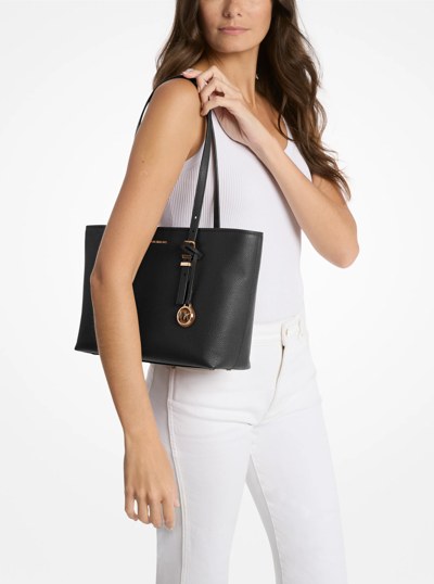Quinn Medium Pebbled Leather Tote Bag in BLACK | Michael Kors