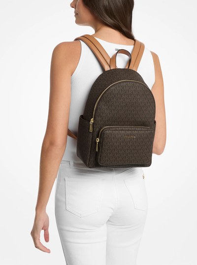 Tanner Medium Signature Logo Backpack in BRN/ACORN | Michael Kors