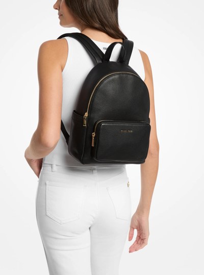 Tanner Medium Pebbled Leather Backpack in BLACK | Michael Kors