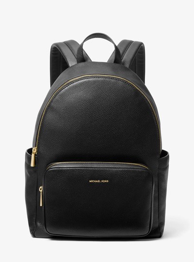 Tanner Large Pebbled Leather Backpack in BLACK | Michael Kors