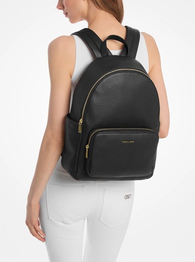 Tanner Large Pebbled Leather Backpack in BLACK | Michael Kors
