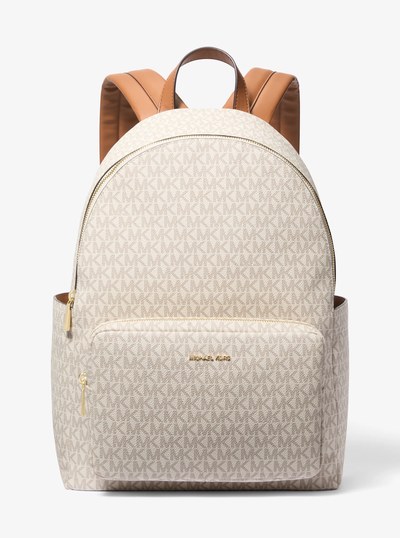 Tanner Large Signature Logo Backpack in VANILLA/ACORN | Michael Kors