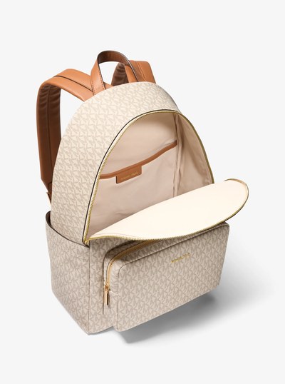 Tanner Large Signature Logo Backpack in VANILLA/ACORN | Michael Kors