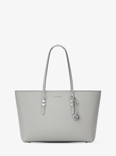 Quinn Large Pebbled Leather Tote Bag in QUARRY GREY | Michael Kors