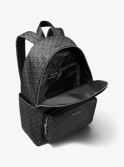 Tanner Large Printed Signature Logo Backpack in BLACK | Michael Kors