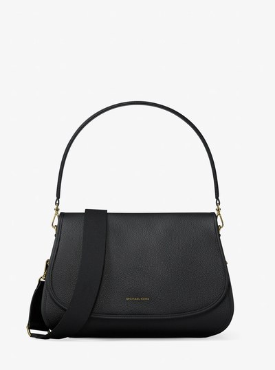 Holmes Medium Pebbled Leather Convertible Messenger Bag in BLACK | Michael Kors