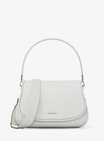 Holmes Medium Pebbled Leather Convertible Messenger Bag in EGGSHELL | Michael Kors