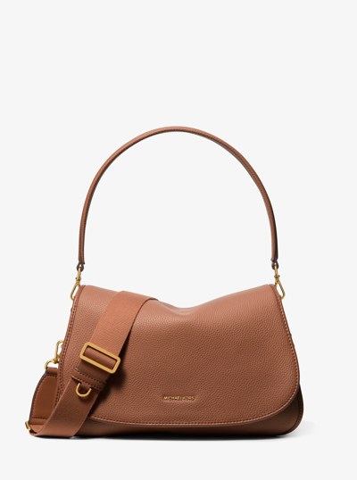 Holmes Medium Pebbled Leather Convertible Messenger Bag in LUGGAGE | Michael Kors