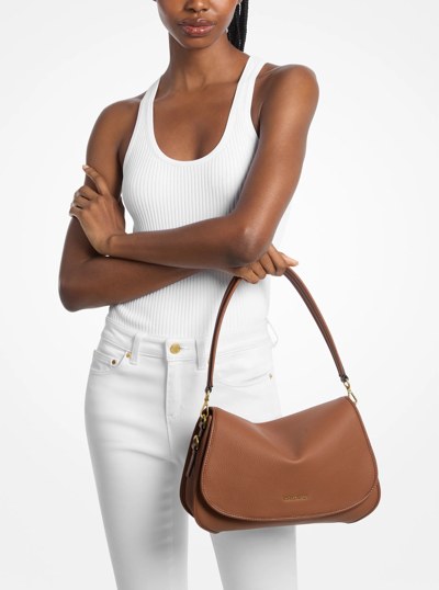 Holmes Medium Pebbled Leather Convertible Messenger Bag in LUGGAGE | Michael Kors