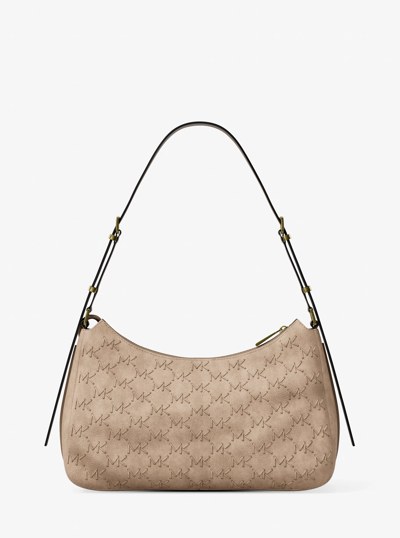 Nolita Medium Whipstitched Logo Leather Shoulder Bag in KHAKI | Michael Kors
