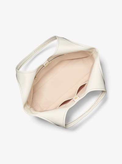 Henly Large Signature Logo and Textured Tote Bag in EGGSHELL | Michael Kors
