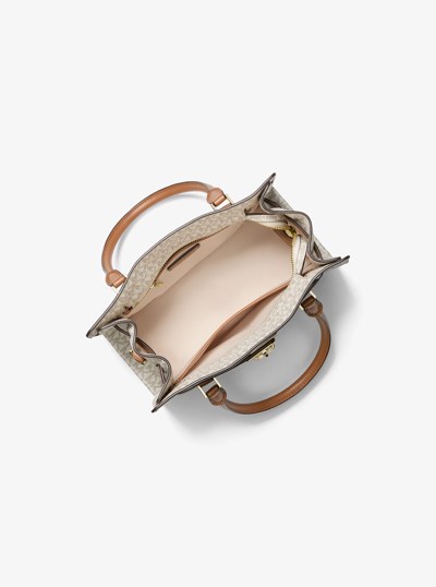 Hamilton Moderne Small Signature Logo Crossbody Bag in VANILLA/ACORN | Michael Kors