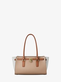Bolso satchel Hamilton peque&ntilde;o de piel con bloques de color