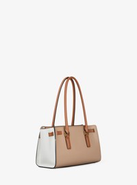 Bolso satchel Hamilton peque&ntilde;o de piel con bloques de color