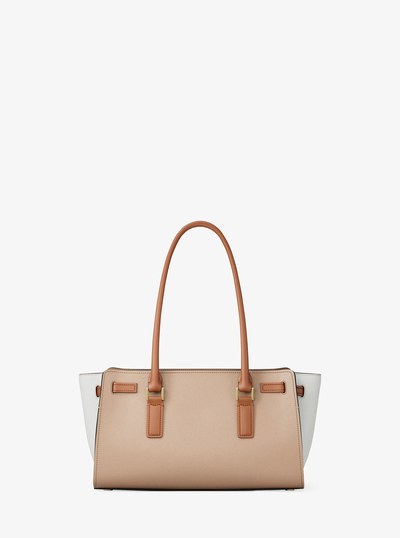 Hamilton Small Color-Blocked Leather Satchel in KHAKI MULTI - Sale