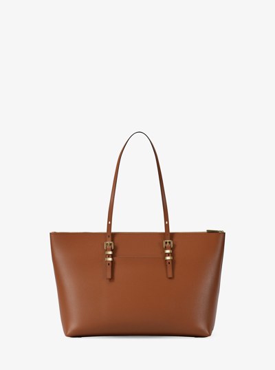 Quinn Large Pebbled Leather Tote Bag in LUGGAGE | Michael Kors